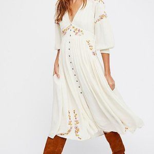Free People Day Glow Embroidered Midi Dress
